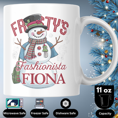 Shop Frosty's Fashionista Fiona Personalized Christmas Mug - Double-Sided Print