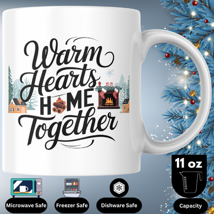 Shop the Family Christmas Mug - "Warm Hearts, Home Together" Design, Double-Sided Print