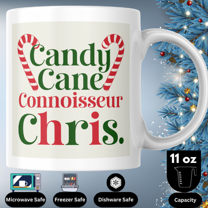 Shop the Personalized Candy Cane Connoisseur Chris Christmas Mug - Double-Sided Print