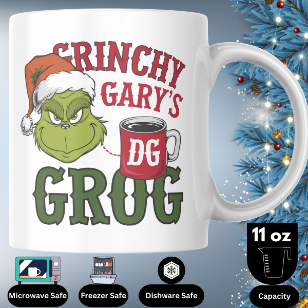 Shop Personalized Christmas Mug - Grinchy Gary's Grog, Double-Sided Print