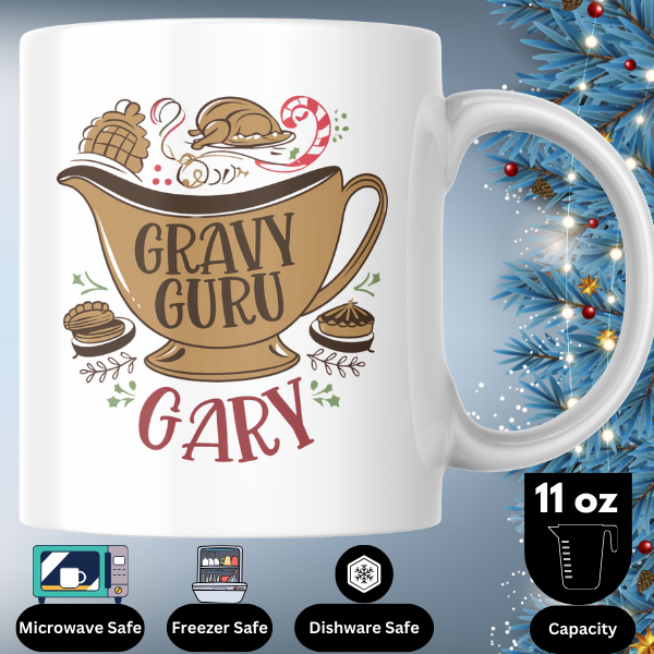 Shop the Gravy Guru Gary Personalized Christmas Mug - Double-Sided Print