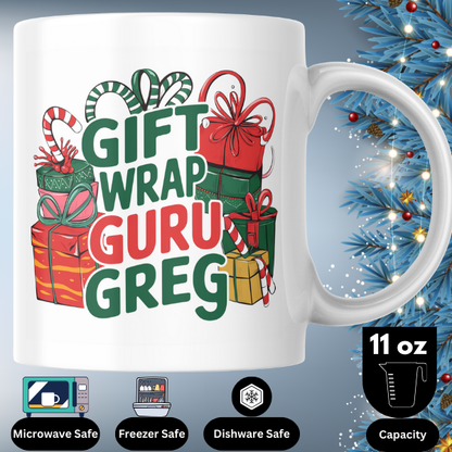 Shop Personalized Christmas Mug by Gift Wrap Guru Greg - Double-Sided Print