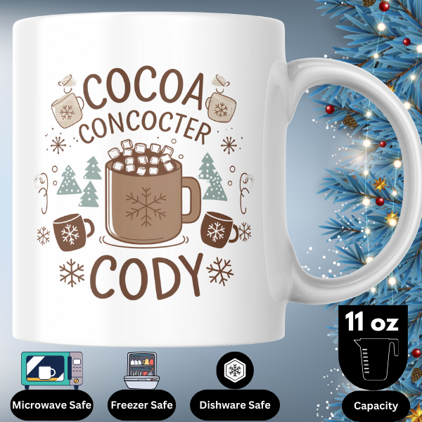 Shop the Personalized Cocoa Concocter Cody Christmas Mug - Double-Sided Print