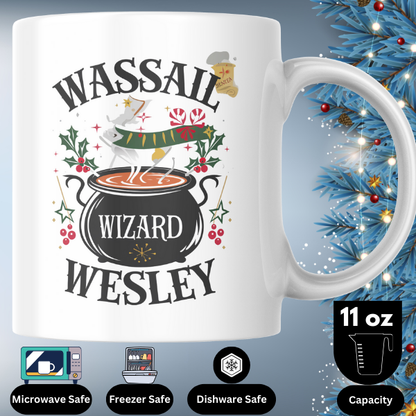 Shop the Personalized Wassail Wizard Wesley Christmas Mug – Double-Sided Print