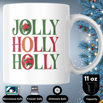 Shop the Jolly Holly Personalized Christmas Mug - Double-Sided Print