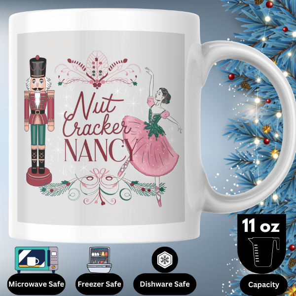 Shop the Nutcracker Nancy V2 Personalized Christmas Mug – Double-Sided Print