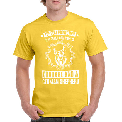 Ultimate Protection: Courage & German Shepherd T-Shirt for Dog Lovers