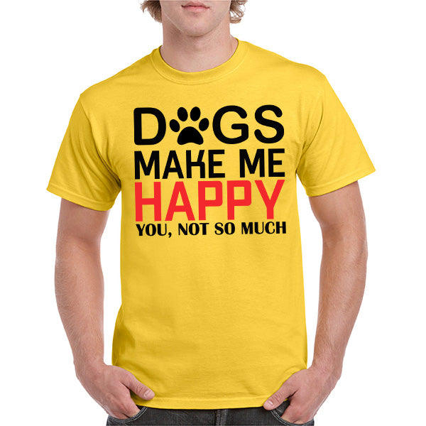 Dog Lovers' Unisex T-Shirt - 'Dogs Make Me Happy' Design