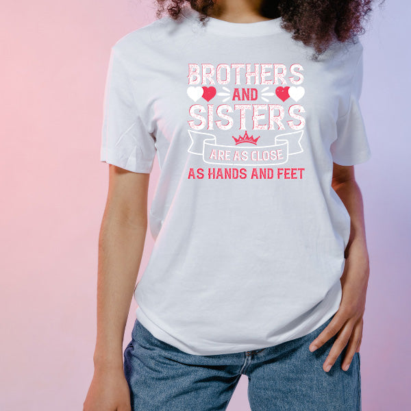 Unisex Sibling T-Shirt - 'Close as Hands & Feet' Design