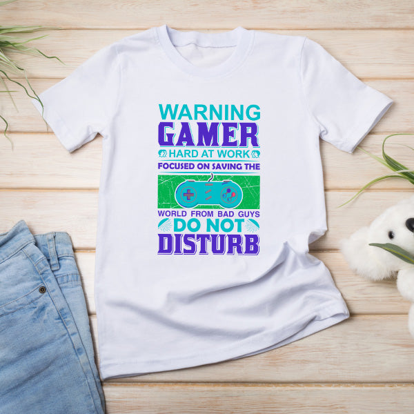 Warning: Gamer Hard at Work T-Shirt | Premium Gaming Gear