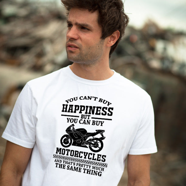 Unisex 'Buy Happiness' Motorcycle T-Shirt | Perfect Gift