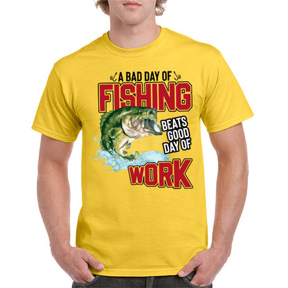 Fishing Enthusiast T-Shirt - 'A Bad Day Of Fishing' Design