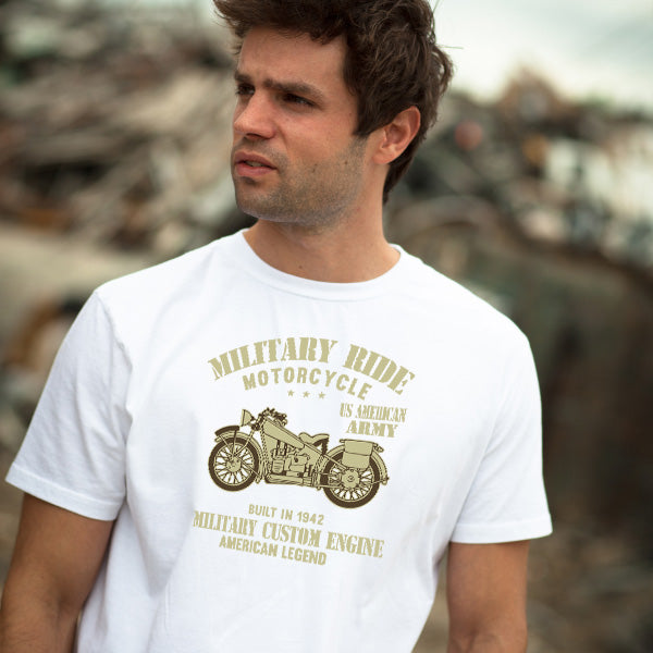 Military Ride Motorcycle T-Shirt | Unisex Army Tee for Bikers