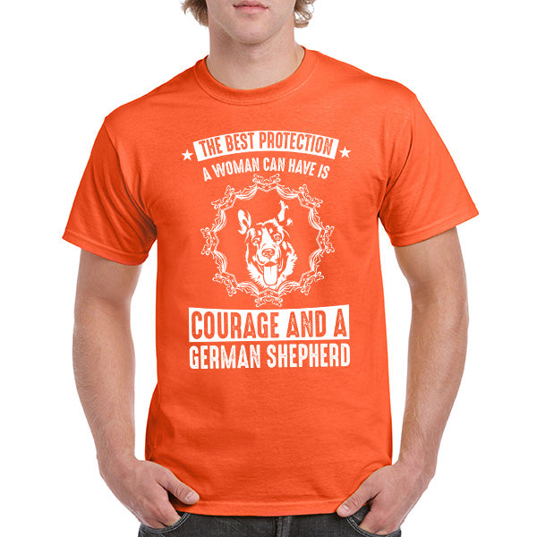 Ultimate Protection: Courage & German Shepherd T-Shirt for Dog Lovers