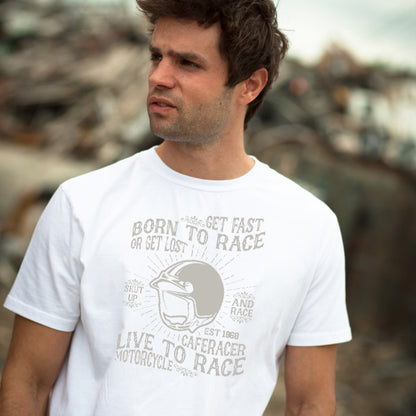 "Born To Race or Get Lost" T-Shirt | Unisex Motorbike Tee