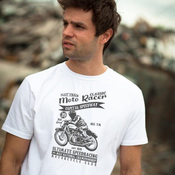 Flat Track Moto Classic Racer T-Shirt | Unisex & Stylish