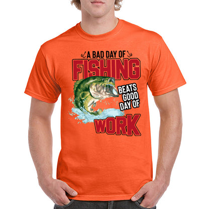 Fishing Enthusiast T-Shirt - 'A Bad Day Of Fishing' Design