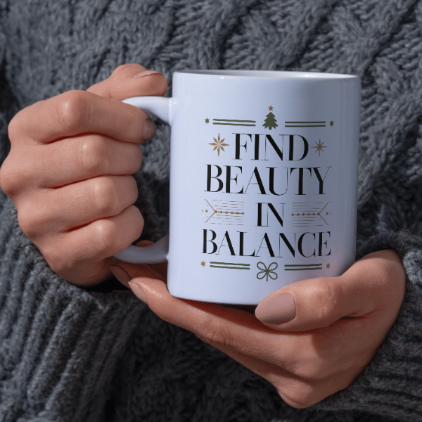 Shop the Elegant "Beauty in Balance" Christmas Mug - Perfect for Holiday Cheer