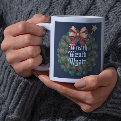 Shop the Personalized Wreath Wizard Wyatt Christmas Mug - Double-Sided Print