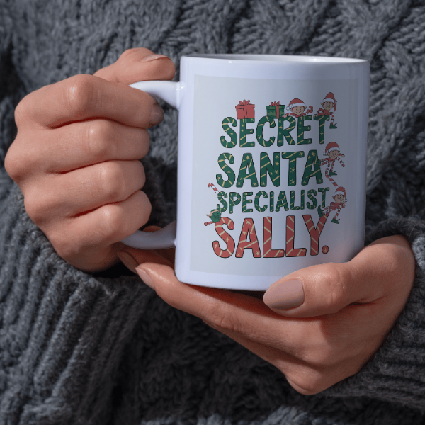 Shop Personalized Christmas Mug by Secret Santa Specialist Sally - Double-Sided Print