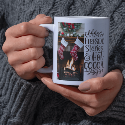 Shop the Family Christmas Mug: Fireside Stories & Hot Cocoa Design, Double-Sided Print