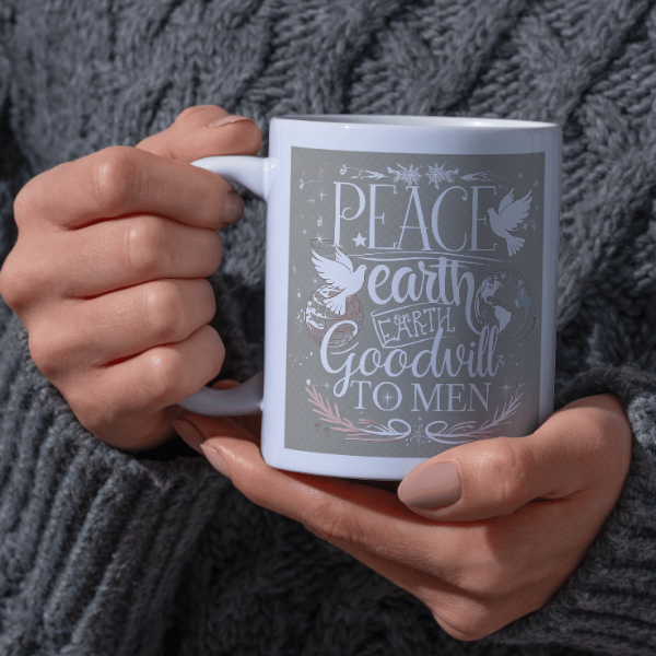 Shop the "Peace on Earth, Goodwill to Men" Double-Sided Christmas Mug - Perfect Holiday Gift