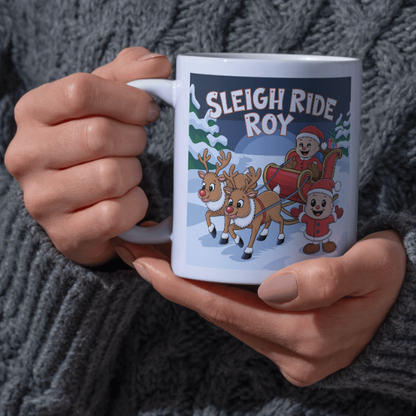 Shop the Sleigh Ride Roy Personalized Christmas Mug – Double-Sided Print for Festive Cheer