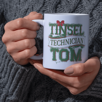 Shop the Tinsel Technician Tom V2 Personalized Christmas Mug – Double-Sided Print