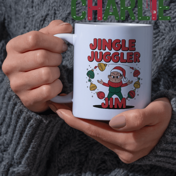 Shop the Personalized Jingle Juggler Jim Christmas Mug - Double-Sided Print