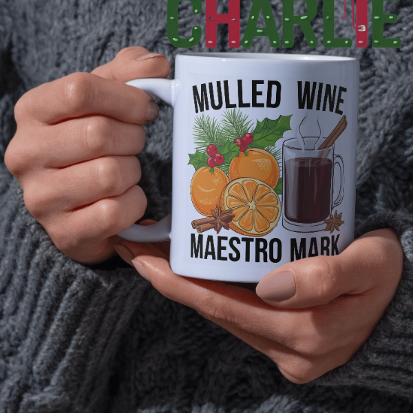 Shop the Personalized Mulled Wine Maestro Mark Christmas Mug – Double-Sided Print