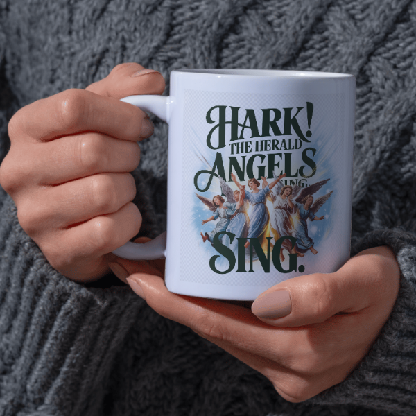 Shop the "Hark! The Herald Angels Sing" Christmas Mug - Double-Sided Print