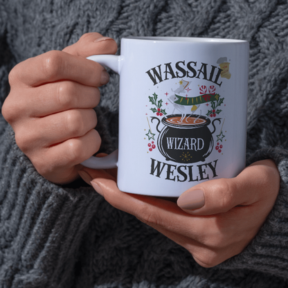 Shop the Personalized Wassail Wizard Wesley Christmas Mug – Double-Sided Print