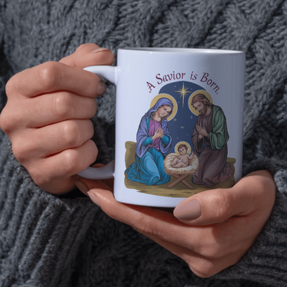 Shop the "A Savior is Born" Christmas Mug - Double-Sided Print for Festive Cheer