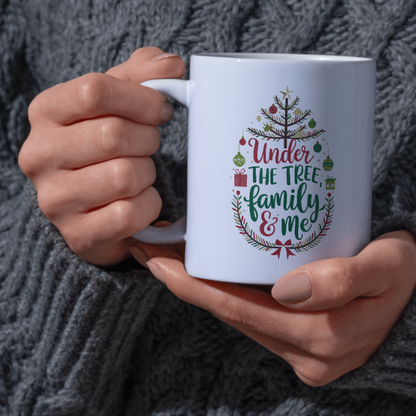 Shop the "Under the Tree, Family & Me" Christmas Mug - Double-Sided Print for Festive Cheer