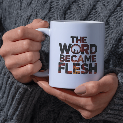 Shop the "Word Became Flesh" Christmas Mug – Double-Sided Print for Festive Cheer