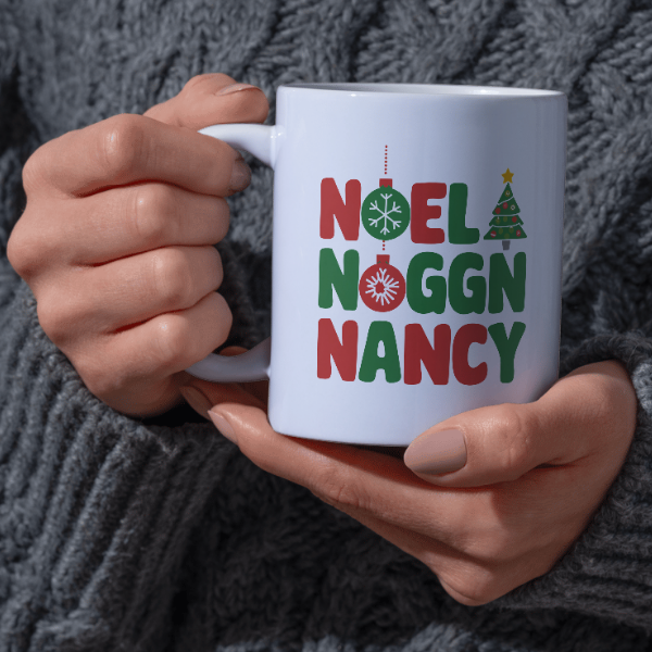 Shop the Personalized Noel Noggin' Nancy Christmas Mug - Double-Sided Print