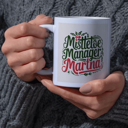 Shop the Personalized "Mistletoe Manager Martha" Christmas Mug - Double-Sided Print