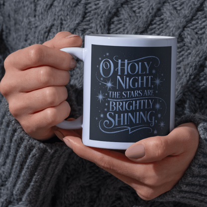 Shop the "O Holy Night" Christmas Mug – Double-Sided Design with Brightly Shining Stars