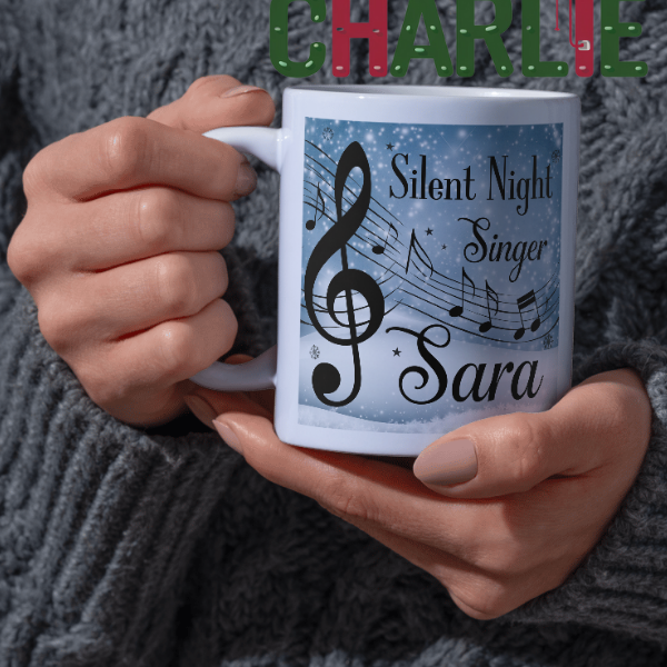 Shop the Personalized Silent Night Singer Sara Christmas Mug – Double-Sided Print