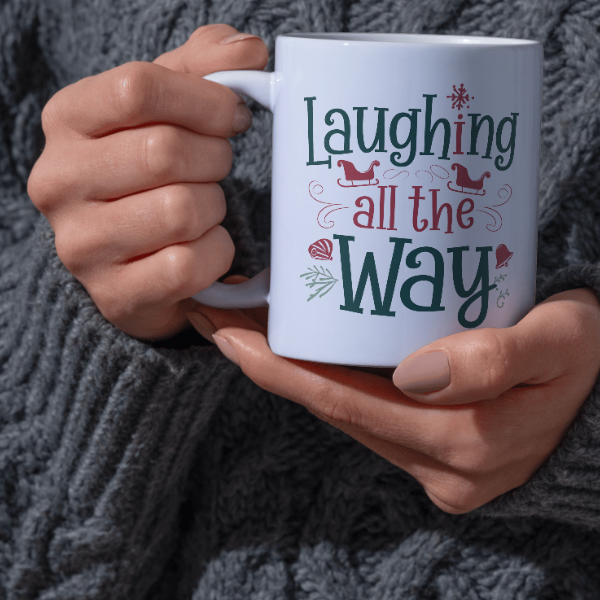 Shop the "Laughing All the Way" Family Christmas Mug - Double-Sided Print for Festive Cheer