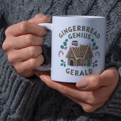 Shop the Personalized Gingerbread Genius Gerald V2 Christmas Mug - Double-Sided Print