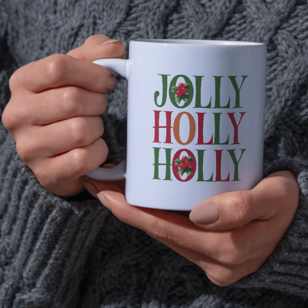 Shop the Jolly Holly Personalized Christmas Mug - Double-Sided Print