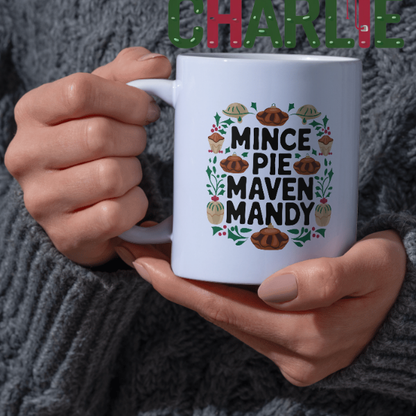 Shop the Personalized Mince Pie Maven Mandy Christmas Mug – Double-Sided Print