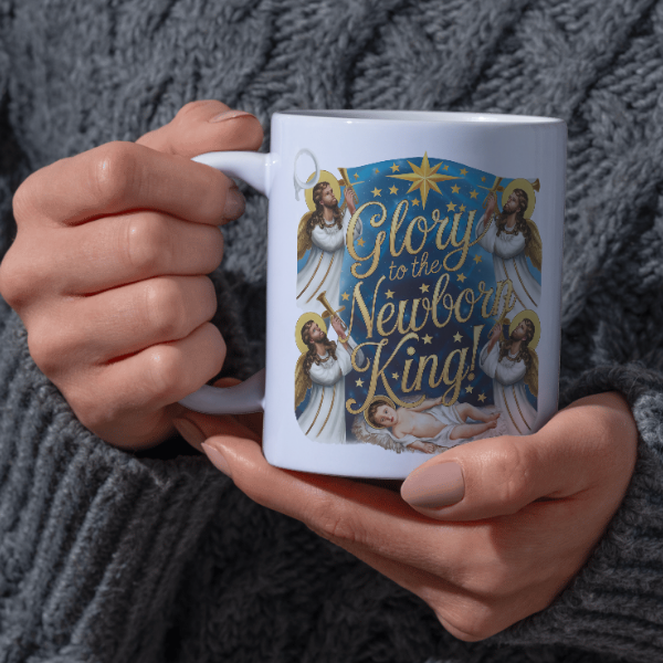 Shop the "Glory to the Newborn King" Christmas Mug - Double-Sided Print for Festive Cheer