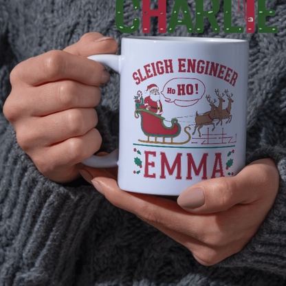 Shop the Personalized "Sleigh Engineer Emma" Christmas Mug - Double-Sided Print