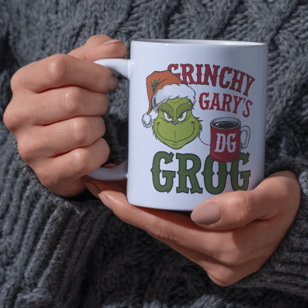 Shop Personalized Christmas Mug - Grinchy Gary's Grog, Double-Sided Print