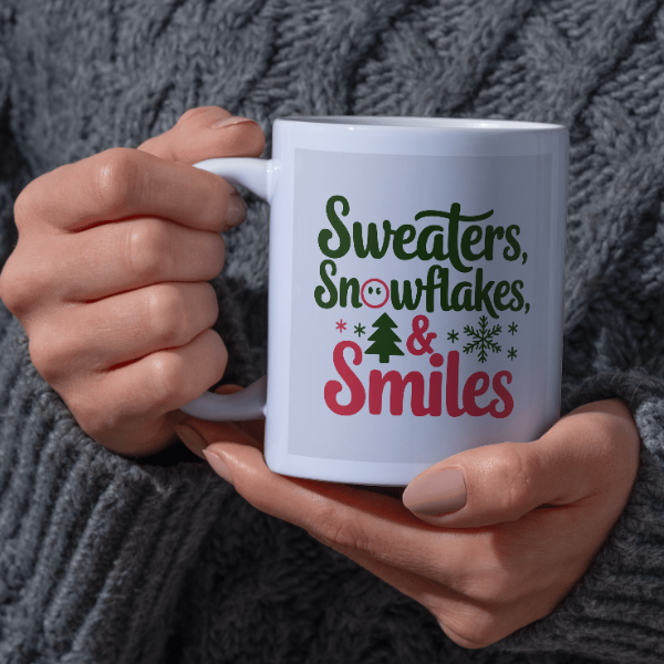 Shop the Festive Snowflake & Smiles Christmas Mug - Double-Sided Print