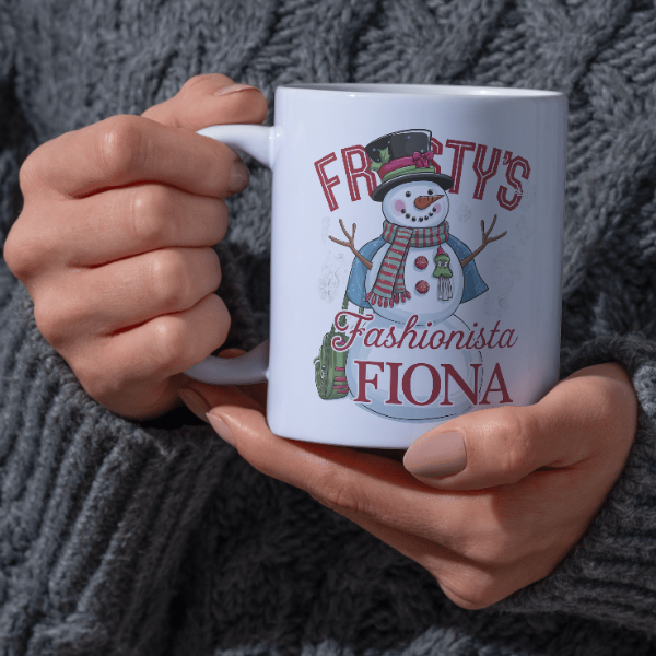 Shop Frosty's Fashionista Fiona Personalized Christmas Mug - Double-Sided Print