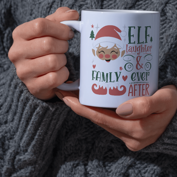 Shop the Elf Laughter & Ever After Family Christmas Mug - Double-Sided Print for Festive Cheer