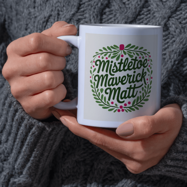 Shop the Personalized Mistletoe Maverick Matt Christmas Mug – Double-Sided Print